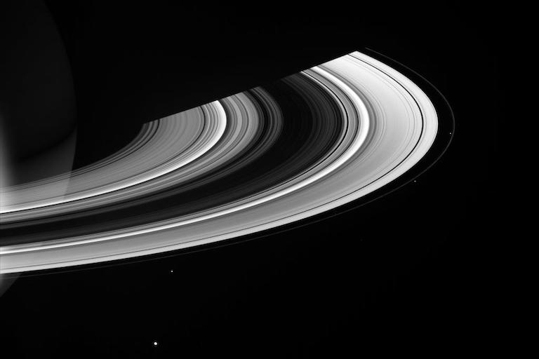 the unilluminated side of Saturn