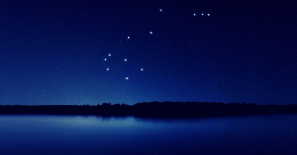 Carina constellation (The Keel) shown as sitting above the horizon at twilight  
