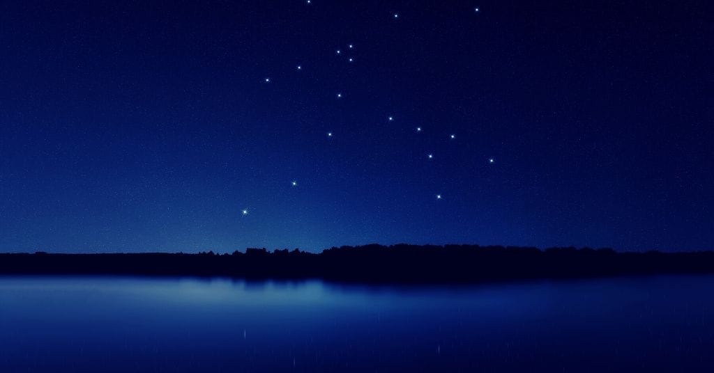 Centaurus constellation (The Centaur) shown as sitting above the horizon at twilight