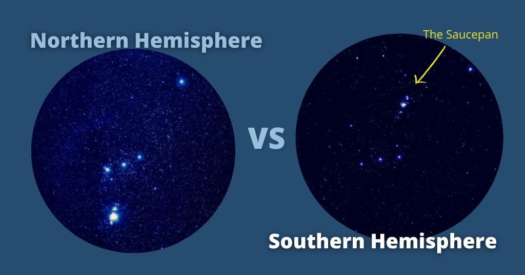 Asterism of the southern hemisphere. The Saucepan in Orion in the Southern Hemisphere compared to the northern is inverted